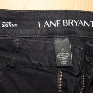 Size 14 Black Lane Bryant Mid-Rise Skinny